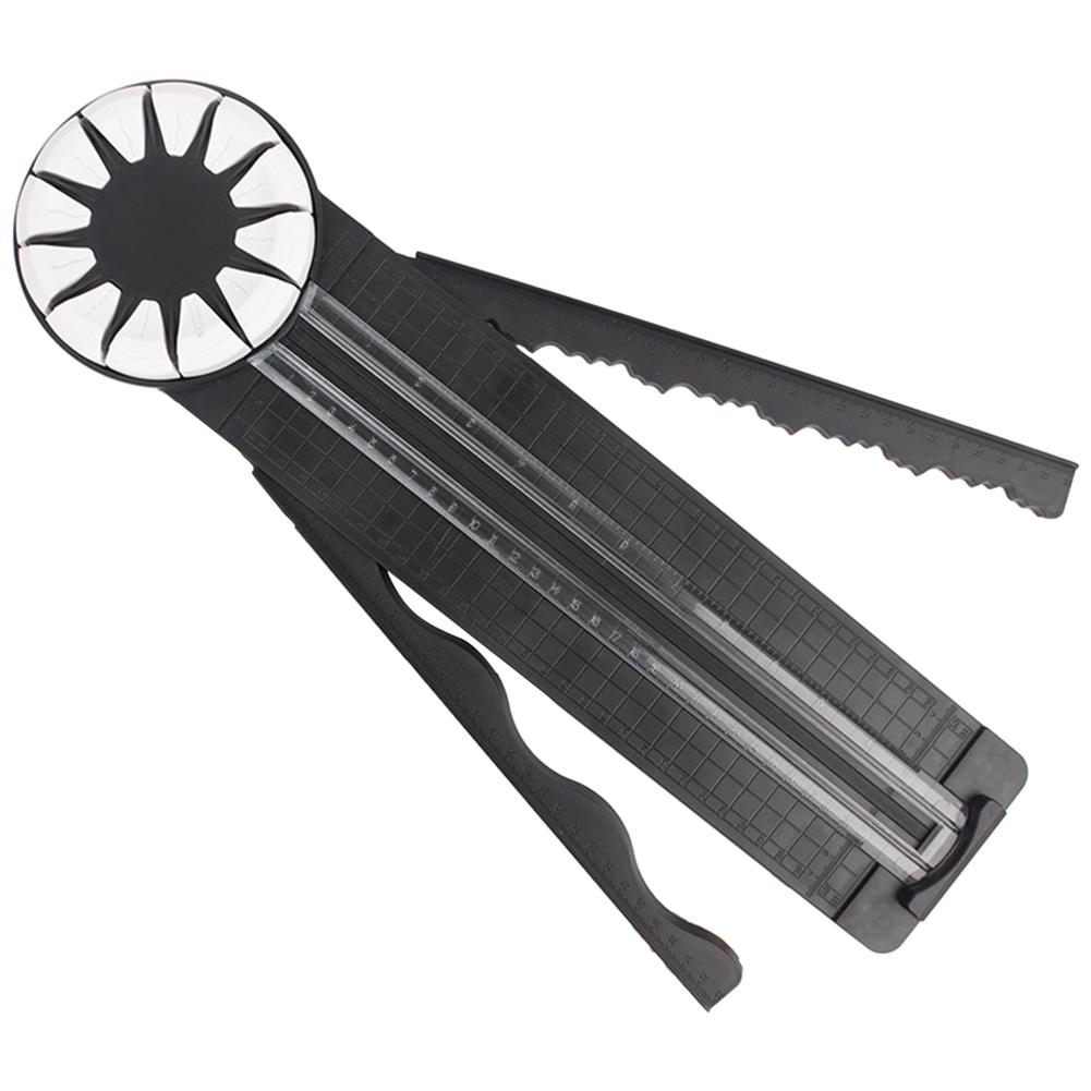 

12 в 1 роторный резак для бумаги, резак для упаковочной бумаги, портативный резак для бумаги, самодельный пунктирный прямой волнистый резак для картона чёрный