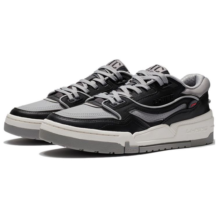 Li Ning 001 Btc Btc Suede Low Top Skate Shoes Men Sneakers Snow-Gray AGCS023-4