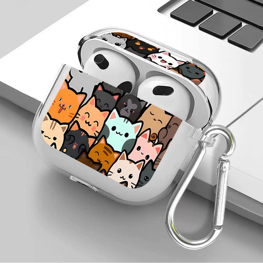 Cute Cat Lovely Clear Earphone Cases Cover Case For Airpods 3 2 1 Pro Pro3 Pro2 4
