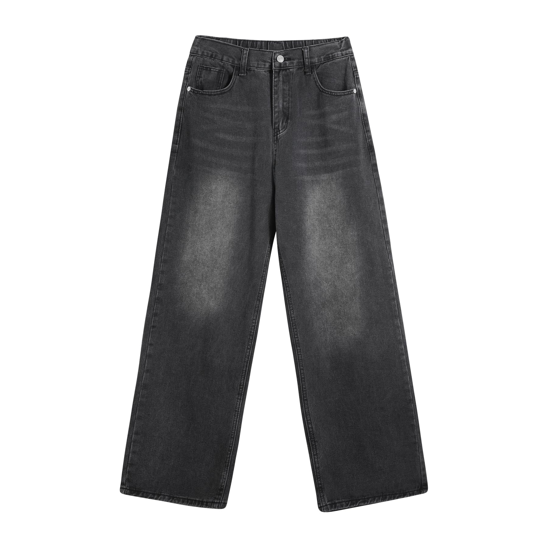 

FOMANSH Простые винтажные джинсы из плотного денима с 4 карманами спереди, свободного прямого кроя для мужчин, брюки, стирка, цвета, задняя часть, посадка, корректирующие форму серый