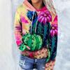 Vintage Printed Hooded Sweatshirt Sportwear Coat for Women 3D Pocket Hoodies Autumn Women's Pullovers