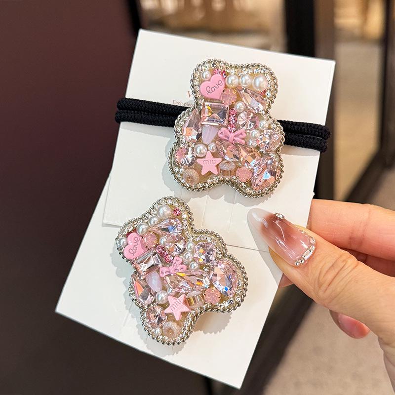 Luxury Rhinestone Pink Bear Hair Clip - New Bangs Accessory