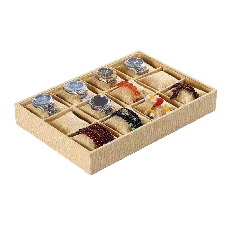 Plush Watch Display Trays Featuring 12 Grids For Organized Jewelry Presentation Luxury Flannel Jewelry Display Box
