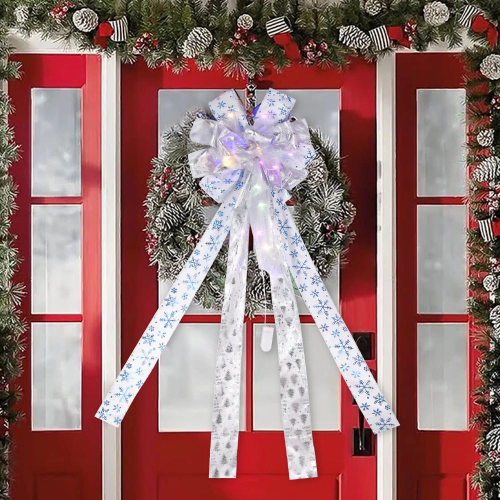 Polyester Christmas Luxurious Bow With Glowing Effects For Celebrations Cheerful
