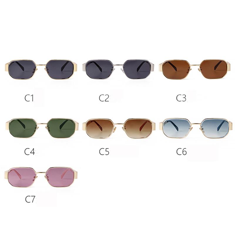 Retro Gold Metal Punk Square Sunglasses for Women Men  Brand Designer Fashion Classic Green Lens Rectangle Sun Glasses UV400