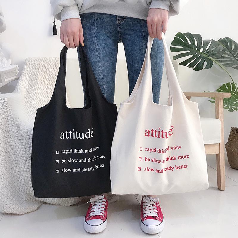 New Shoulder Canvas Bag, Hand-held Make-up Bag, Large-capacity Canvas Bag, Women's Bag, Large-capacity Letter Shopping Bag.