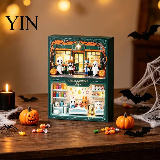 Calendario de Adviento Hospital de Animales de Terror Halloween 2026, Cuenta Atrás Sorpresa de 24 Días con Piezas Misteriosas, Adornos Acrílicos, Figuras Coleccionables