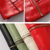 Women Jacket Solid Color Faux Leather Windproof Slim Lady Coat for Motorcycle Riding