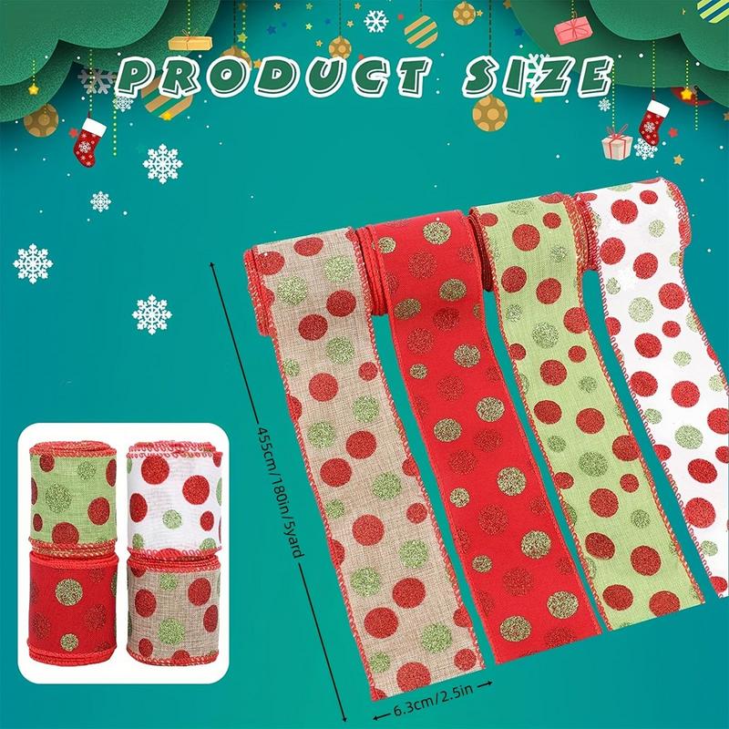 Christmas Ribbon For Crafts Glitter Craft Ribbon Present Wrapping Ribbon Multipurpose Holiday Ribbon Christmas Craft Supplies