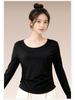 Women's Double-Sided German Fleece U-Neck Long-Sleeve Slim Fit Winter Top 