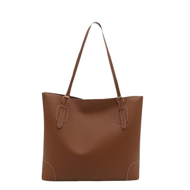 High-end Solid Color Tote Bag New Women's Bag Large Capacity Commuting Shoulder Bag Fashionable Temperament Underarm Bag