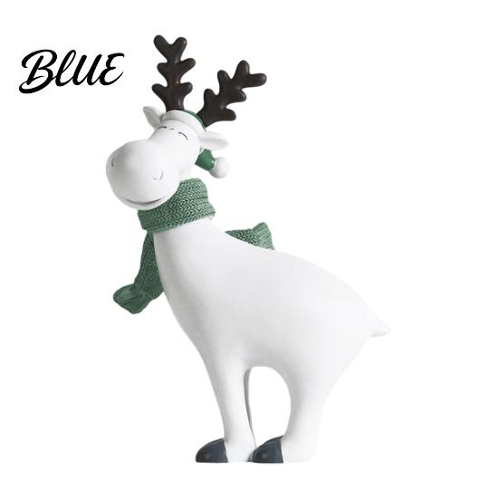 Knitted Scarf Deer Scarf Cute Minimalist Reindeer Resin Decor Nordic Figurine with Healing Statue Matte White Animals Mini Animal
