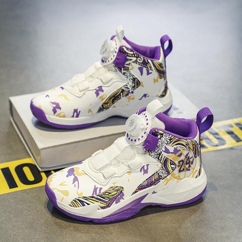 

Обувь для мальчиков Jinjiang, осенне-зимняя детская баскетбольная обувь 2025 года, новая студенческая спортивная обувь, вращающаяся новая бархатная хлопковая обувь 31