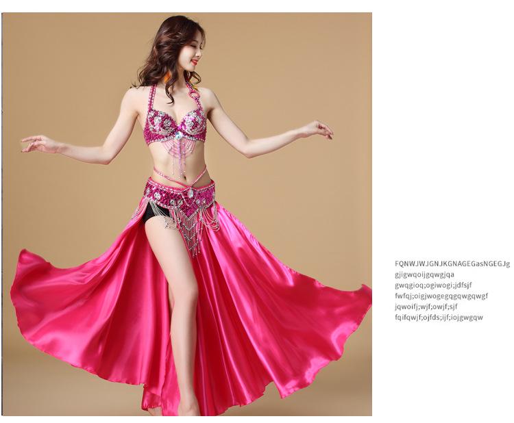 Handmade Beaded Belly Dance Costume Set - Bra & Waistband for Stage or Nightclub