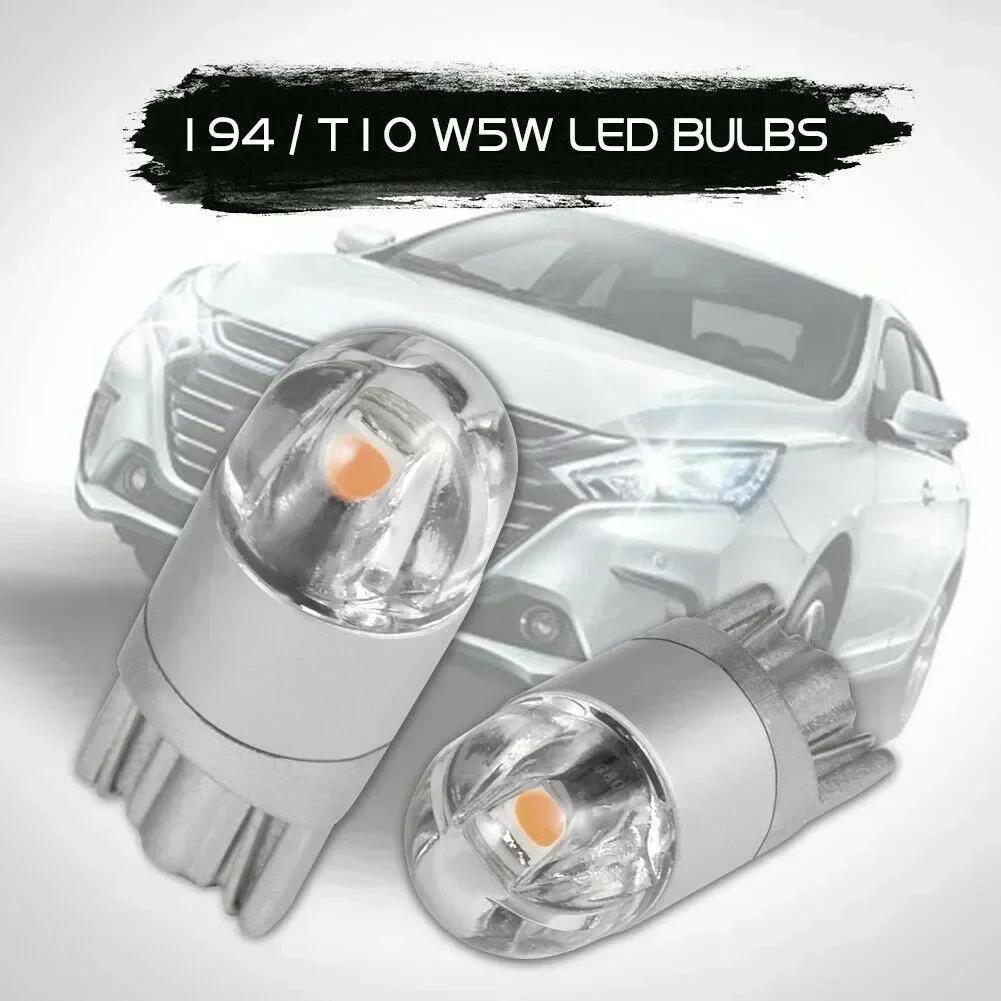 10X New W5W LED Canbus Car Lights COB Glass Interior Parts Bulbs 6000K Purple Auto License Plate Lamp Dome Read Light