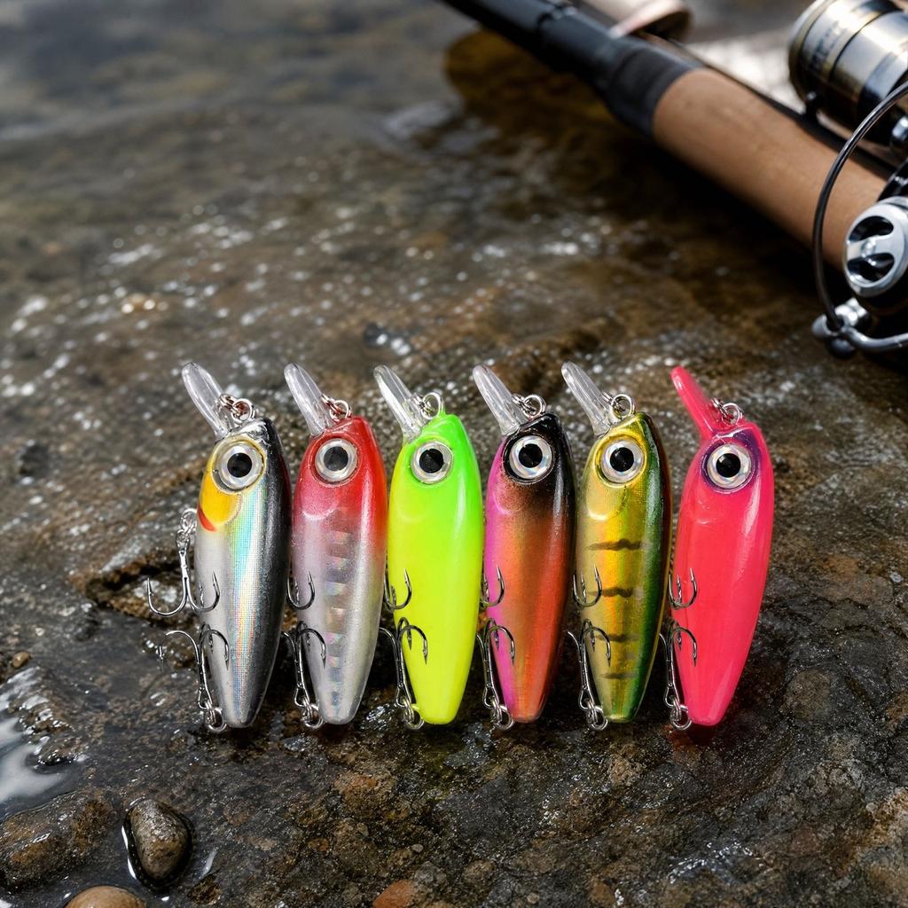 6 Colors Hard, Realistic Plastic Artificial for and Trout