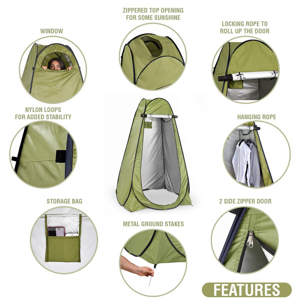 Tenda Doccia Pop-up Portatile Per Campeggio E Spiaggia, Impermeabile, Protezione UV UPF50+, Pieghevole, Verde - Con Borsa, Corde E Picchetti
