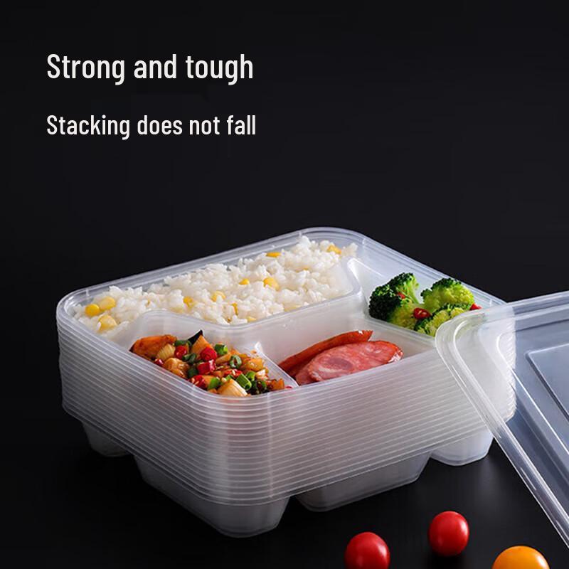 Engångsbehållare för måltidsförberedelser i plast med 4 fack