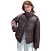 Winter Down Coat Thickened Padded Stand Collar Pockets Zipper Closure Pockets Windproof Heat Retention Short Type Cold Weather Outwear Cotton Jacket