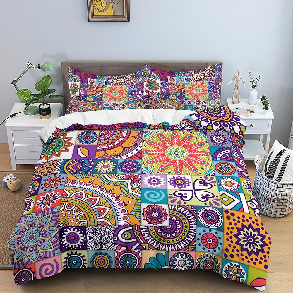 Bohemian Mandala Duvet Cover Boho Chic Hippie Bedding Mandala for Aducts Boys Girls Black White Bedroom Decoration Queen King
