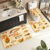 Bread Thief 3Pcs Flannel Toilet Mat Set Bathroom Rug Bath Carpet Non Slip Home Decor Toilet 3 Pcs Bathroom Textile Set