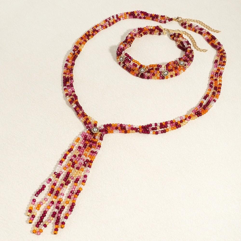 2 PCS Versatile Stacked Beads Necklace 2 Layers Women Collarbone Chain Beaded Choker Necklace  Daily