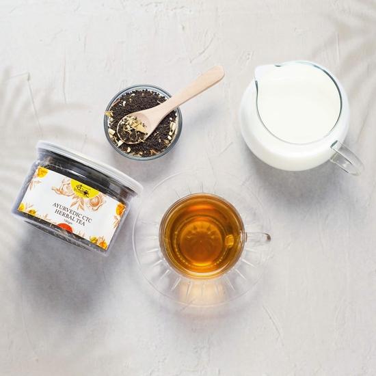 The Indian Chai - Ayurvedic CTC Herbal Tea 100g Blended with Sonth, Mulethi, Elaichi, Indian Ginseng, Tulsi, Brahmi and Dalchini for Immunity