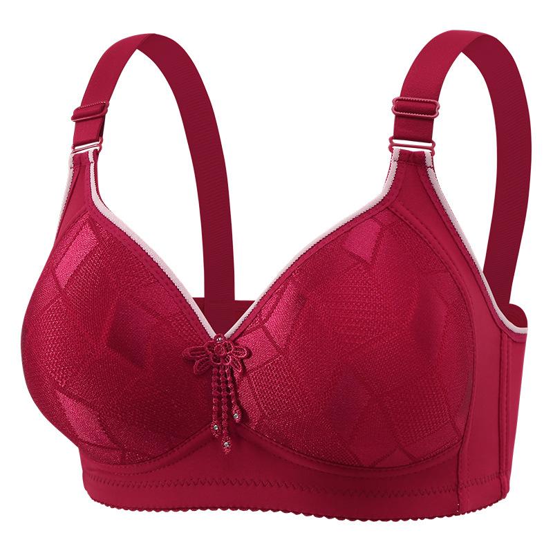 Large Size No Steel Ring, No Magnetic Jacquard Smooth Surface Bra, Comfortable and Breathable, Gathering Beautiful Back, Women's Underwear