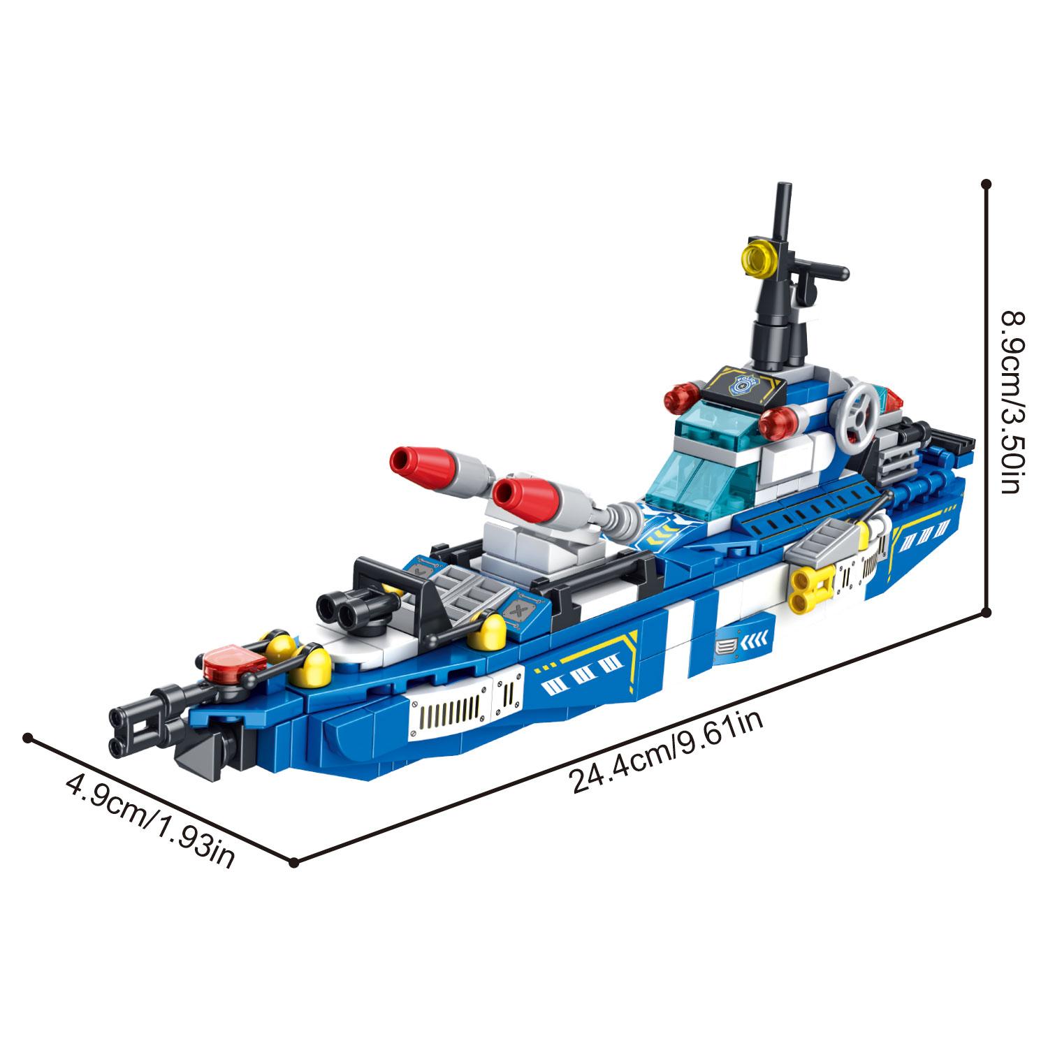 

Нетоксичные 520 шт. Строительные блоки «Корабль морского патруля» Игрушки Модель Патрульного катера Собираемая Пазл Кирпичики Наборы Игрушек Для Детей Украшение Подарки
