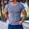 Men'S Autumn Sports, Fitness, Leisure Stand Up Collar, Elastic Vertical Stripe, V-Neck Long Sleeved T-Shirt For Men