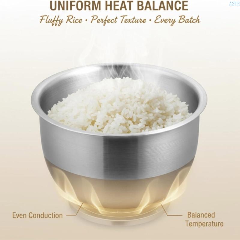 A2UE 3L Stainless Steel Electric Rice Cooker Liner Inner Container Cookware Kitchen Rice Cooker Liner Kitchens Accessory CN