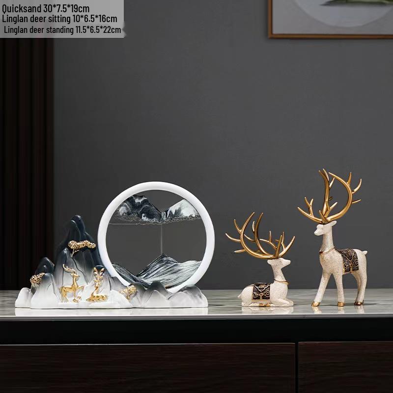 3D Stereoscopic Quicksand Deer Ornament: Luxury Decor for TV or Wine Cabinet