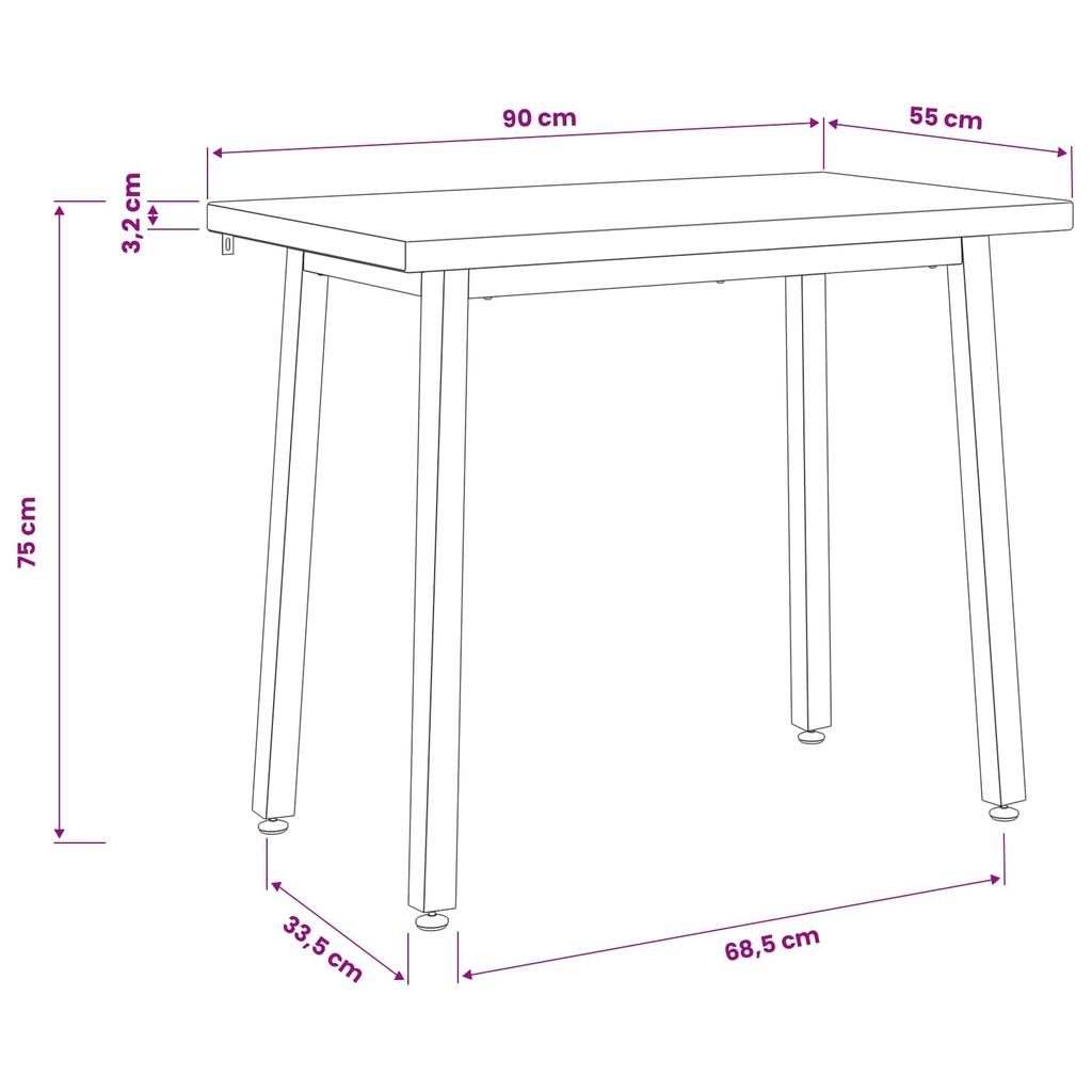 90 x 55 x 75 cm Solid Acacia Wood Dark Brown and Black