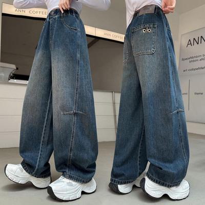 Jeans Cimitarra da Moda para Meninas 2025 - Calças Casuais Fashion para Meninas Grandes, Perfeitas para as Estações de Primavera e Outono