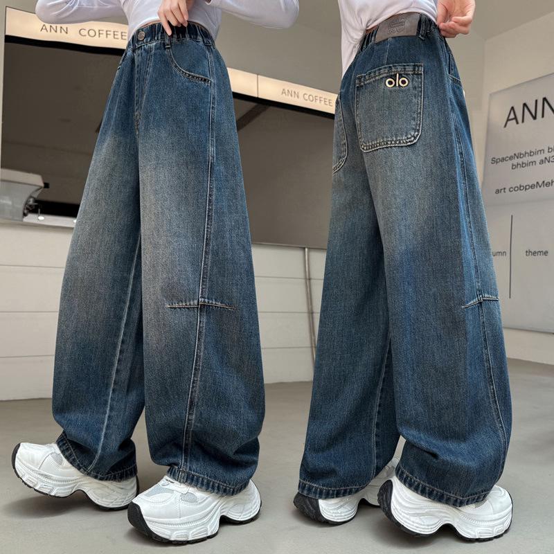 Mädchen 2025 Trendige Scimitar Jeans - Modische Freizeithose für große Mädchen, Perfekt für die Frühlings- und Herbstsaison