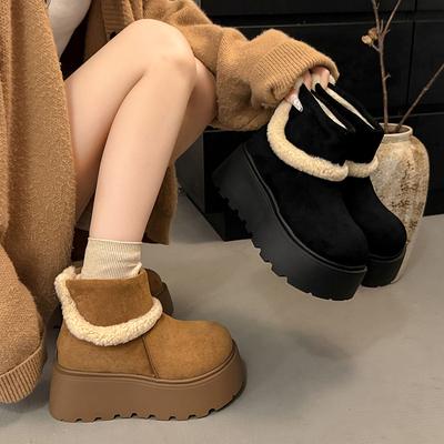 Women's Fashion Lightweight Soft Sole Winter Warm Fur One Snow Boots Padded Lining Non-slip Casual Sports Cotton Boots Fur Cotton Shoes