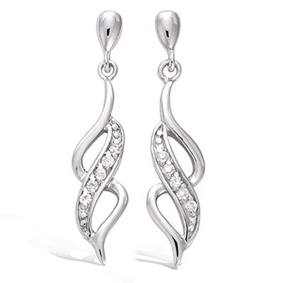 [I9847] - Silberne 'Göttin' Ohrringe Silber-Weiß (rhodiniert) - 30x8 mm