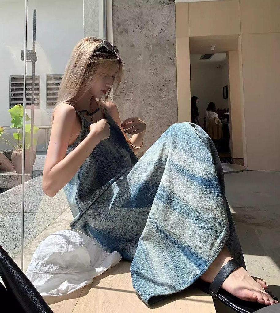 French Tie-Dye Casual Summer Camisole Dress
