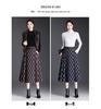 Spring 2026 Grid Pleated High-Waist A-line Midi Skirt - New Arrival, Perfect for Draped Commute Fashion