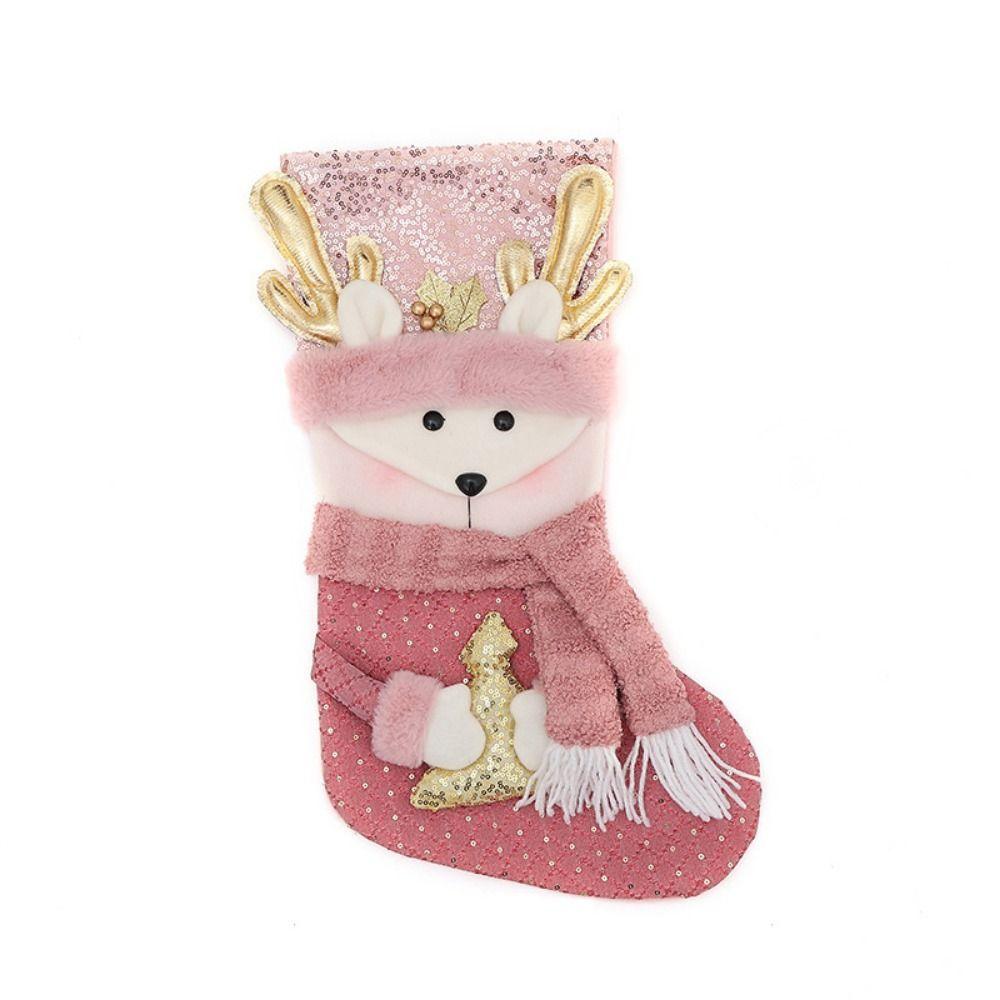 Large Capacity Pink Christmas Socks Decorative Christmas Children Candy Bags  Festival