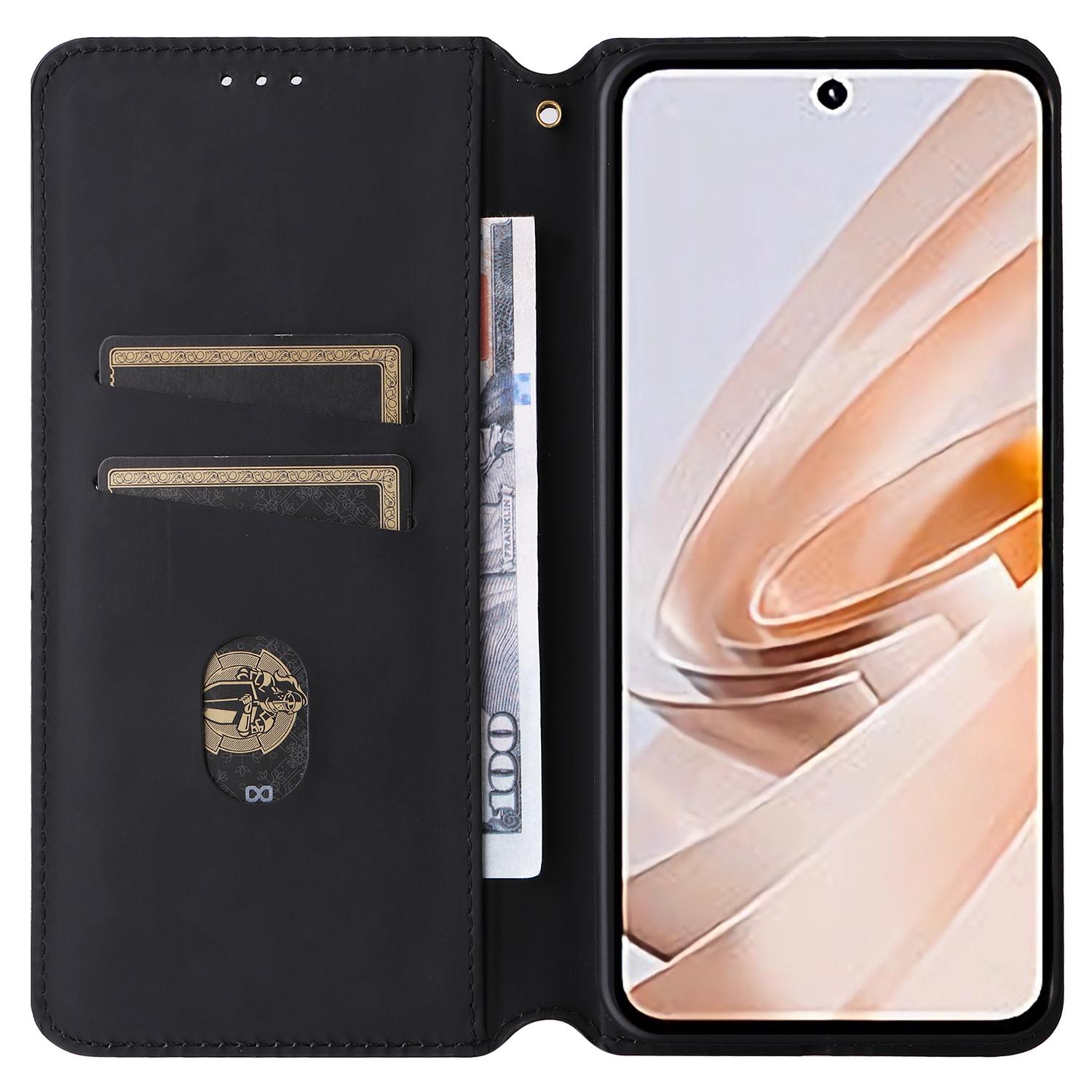 

For Xiaomi Redmi 13 5G/13 4G/Poco M6 4G/Redmi Note 13R 5G Case Magnetic Closure Rhombus Phone Cover Black