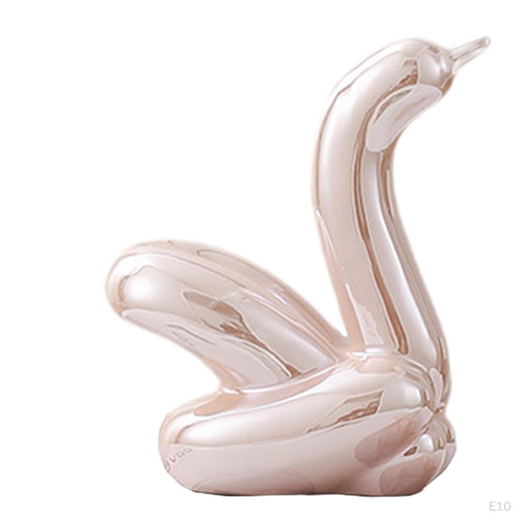 Ceramic Swan Statue Table Decoration Glazed Home Decor for Office Desk Entry