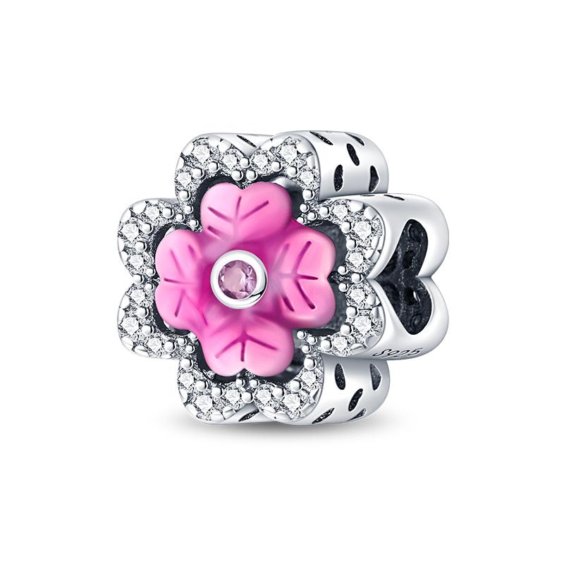 Copper Craft Plum Blossoms Azaleas Sunflowers Cherry Blossoms Sparkling Zircon Beads Charms Birthday Diy Exquisite Jewelry