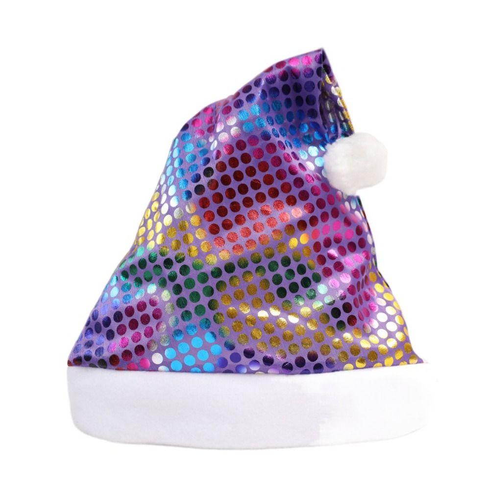 Printed Beads Christmas Hat Merry Christmas Decoration Plush Beanie Gift Santa Claus Hat  Party