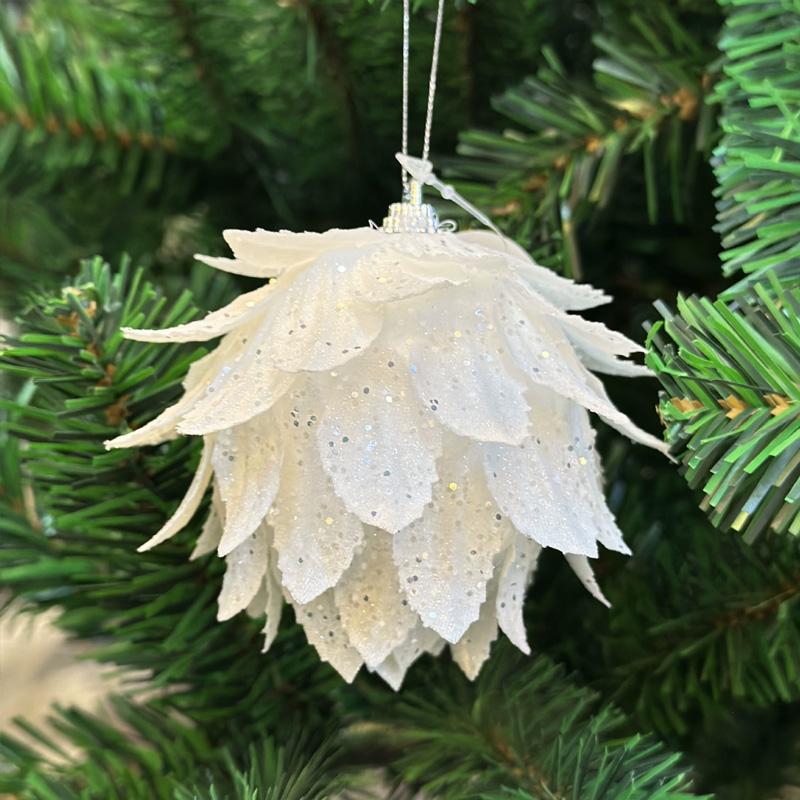 

1 шт. Новогодние украшения 2026 Новогоднее подвесное украшение Праздничные принадлежности Рождественский шар Сделай сам Белый лепесток Рождественское украшение Пена