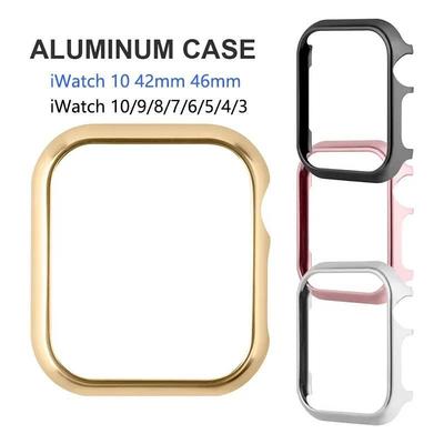 Accesorii pentru carcasa Apple Watch 46mm 42mm Bumper Metalic Cadru Cover Protector pentru iWatch SE Seria 10 9 8 7 Carcase Aluminiu Auriu