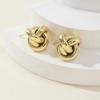Gold  Color Knot Hoop Earring For Women Shiny Plating Trendy Earring Stud Cute Daily Wear Jewelry Gift Wholesale