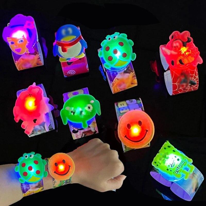 5/10PCS Glowing Toy Slap Bracelets Toy Night Treat Kids Gifts Favor Birthday Party Surprises Carnival Guests Children Giveaways