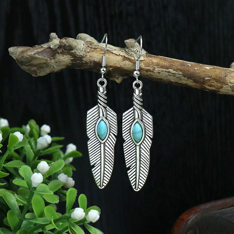 53 Styles Bohemian Vintage Tibetan Silver Geometric Drop Earrings For Women Ethnic Blue Stone Tassel Dangle Earrings Jewelry