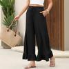 Summer New Loose Casual Thin Home Pants Women's Nine Points Pants Can Wear outside Lotus Leaf Edge Pants Comfortable Home Clothes
